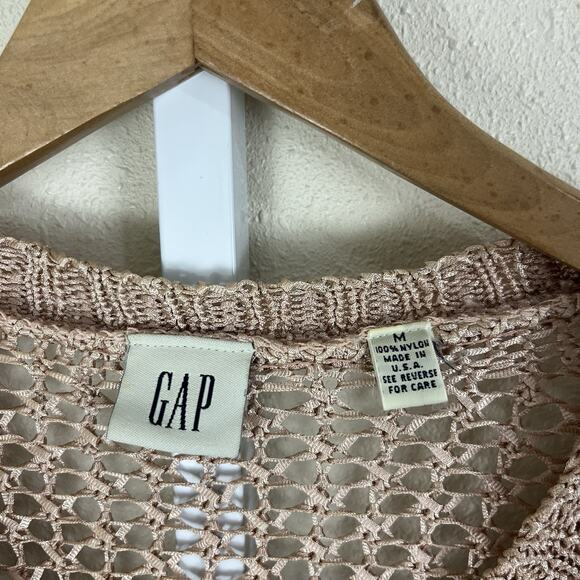 Vintage GAP Crochet Knit Cardigan Womens M Medium Short Sleeve Crop USA - Picture 4 of 4